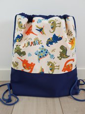 Zaino per bambini con dinosauri personalizzabile, zaino per asilo, zaino per scuola, sacca asilo bambino, sacca scuola, borsa palestra, sacca per piscina