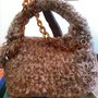 Borsa crochet ,fatta a mano, in ecopelliccia 