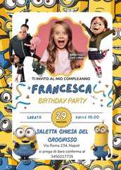 8 Biglietti cartacei Minions personalizza inviti festa compleanno