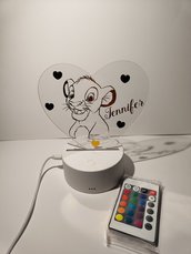 Lampada personalizzata led simba personaggio cartoni nome personalizzabile 