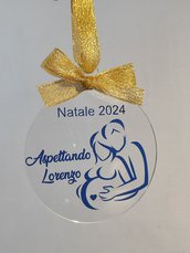 Palla pallina natalizia coppia dolce attesa aspettando figlio neonato regalo compleanno decorazione 