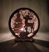 Illumina il Natale con Portacandele in Legno 3D: Scena Renna e Coniglietto!