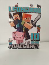 sagoma scritta nome Minecraft in polistirolo personalizza centrotavolo festa compleanno