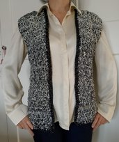 Gilet all'uncinetto grigio melange