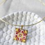 Collier in Ceramica Ciondolo Rosso e Giallo