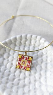 Collier in Ceramica Ciondolo Rosso e Giallo