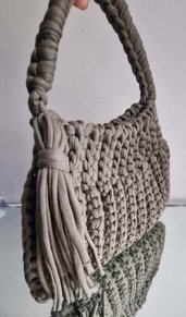 Mini bag a costine in fettuccia verdone di cotone