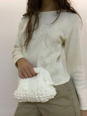 Clutch bag Puffosa bianco latte