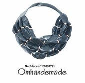 20191721 Collana nera collana bavaglino girocollo maxi, collana multifilo stratificata rilievo con bretelle in pelle collana dichiarazione