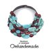 20191605 Collana turchese e bordeaux, collana maxi, collana bavaglino multifilo stratificato rilievo, collana dichiarazione by Omhandemade