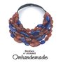 20191683 Collana marrone e blu lapis collana bavaglino collana multifilo statificata rilievo collana girocollo maxi, collana dichiarazione by Omhandemade