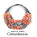 20191679 Collana arancione e grigio, collana bavaglino girocollo maxi, collana multifilo stratificata in rilievo, collana dichiarazione by Omhandemade