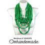 20191579 collana verde, collana bavaglino, collana e bracciale, collana multifilo, collana multi strati a rilievo, collana dichiarazione by OMHANDeMADE