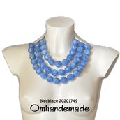 20201749 collana donna azzurra collana bavaglino collana 3 giri, collana grosse e grandi perle, collana colletto pelle collana regalo donna  by OMHANDEMADE