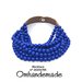 20201785 collana blu royal, blu elettrico collana girocollo multifilo stratificato in resina e pelle collana bavaglino idea regalo per lei by OMHANDEMADE