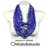 20191567 collana blu, collana bavaglino collana grossa collana multifilo collana strati collana rilievo collana maxi by OMHANDeMADE.