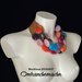 20191657 collana colorata, collana bavaglino, collana multicolor, collana grossa, collana multifilo stratificato rilievo, collana sassi in resina con bretelle in pelle