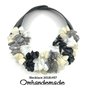 20181457 collana bianca nero panna grigio, collana girocollo multifilo stratificato rilievo, collana bavaglino, collana donna idea regalo per lei by OMHANDeMADE