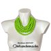 20171057 Collana verde lime collana bavaglino, collana girocollo multifilo stratificato in rilievo  con colletto e chiusura in pelle by OMHANDEMADE