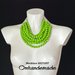 20171057 Collana verde lime collana bavaglino, collana girocollo multifilo stratificato in rilievo  con colletto e chiusura in pelle by OMHANDEMADE