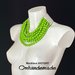 20171057 Collana verde lime collana bavaglino, collana girocollo multifilo stratificato in rilievo  con colletto e chiusura in pelle by OMHANDEMADE