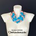 20191681 Collana turchese brillante e salmone, collana bavaglino, collana girocollo maxi collana multifilo stratificata rilievo con colletto by Omhandemade