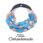 20191681 Collana turchese brillante e salmone, collana bavaglino, collana girocollo maxi collana multifilo stratificata rilievo con colletto by Omhandemade