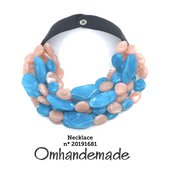 20191681 Collana turchese brillante e salmone, collana bavaglino, collana girocollo maxi collana multifilo stratificata rilievo con colletto by Omhandemade