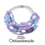 20191571 Collana lilla bianca azzurra viola collana bavaglino collana multifilo stratificata rilievo, collana girocollo colorata idea regalo by Omhandemade