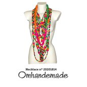 20201814 collana colorata, collana lunga legno, collana bavaglino collana multifilo rilievo, collana nappa grossa, collana trasformabile, collane boho collana doppia  collana rilievo con nappa by OMHANDeMADE