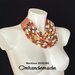 20191565 collana beige panna nocciola caramello, collana bavaglino collana girocollo, collana multifilo stratificato rilievo colletto in pelle by Omhandemade