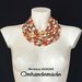 20191565 collana beige panna nocciola caramello, collana bavaglino collana girocollo, collana multifilo stratificato rilievo colletto in pelle by Omhandemade