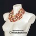 20191565 collana beige panna nocciola caramello, collana bavaglino collana girocollo, collana multifilo stratificato rilievo colletto in pelle by Omhandemade