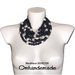 20191729 Collana nera e bianco, collana bavaglino, collana girocollo maxi collana multifilo collana stratificata rilievo con colletto pelle by Omhandemade