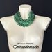 20181281 collana maxi, collana verde, collana bavaglino collana grossa, pepite verdi, collana multifilo stratificato rilievo colletto pelle by OMHANDeMADE