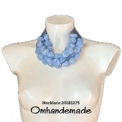 20181275 collana azzurra collana maxi collana girocollo collana grosse pepite cielo collana multifilo strati rilievo collana bavaglino colletto pelle  by OMHANDEMADE.