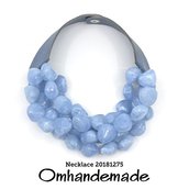 20181275 collana azzurra collana maxi collana girocollo collana grosse pepite cielo collana multifilo strati rilievo collana bavaglino colletto pelle  by OMHANDEMADE.