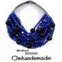 20232102 collana blu e nera collana stile fairchild Baldwin , collana girocollo collana bavaglino collana multifilo stratificato rilievo chiusura con bretelle pelle by Omhandemade collana dichiarazione per lei  