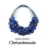 20181276 collana blu lapis collana grossa collana girocollo sassi collana multifilo stratificata rilievo collana bavaglino chiusura pelle  by OMHANDEMADE.  