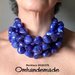 20181276 collana blu lapis collana grossa collana girocollo sassi collana multifilo stratificata rilievo collana bavaglino chiusura pelle  by OMHANDEMADE.  