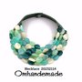 20232114 Collana verde, collana colorata verde acqua, verde menta, ottanio, collana bavaglino, collana girocollo multifilo a strati grossa con colletto in pelle collana moda idea regalo per lei by Omhandemade