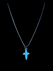 Collana Acciaio Platino Croce Turchese