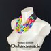 20242188 Collana colorata, collana dichiarazione, collana girocollo multifilo stratificata rilievo multicolor , collana bavaglino collana colletto a bretelle pelle by Omhandemade   