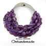 20242186 Collana viola , collana dichiarazione, collana girocollo multifilo stratificata rilievo collana resina e pelle collana donna collana bavaglino con colletto in pelle by Omhandemade