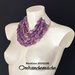 20242186 Collana viola , collana dichiarazione, collana girocollo multifilo stratificata rilievo collana resina e pelle collana donna collana bavaglino con colletto in pelle by Omhandemade