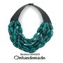 20242213 Collana ottanio , collana bavaglino collana multifilo collana a  strati in rilievo collana girocollo verde pavone,  collana in resina e con colletto in pelle collana dichiarazione by OMHANDEMADE 