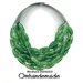 20242215 Collana verde collana bavaglino collana multifilo collana stratificata rilievo collana girocollo verde olivo  in resina e pelle, stratificata in rilevo con colletto in pelle collana dichiarazione by OMHANDEMADE