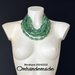 20242215 Collana verde collana bavaglino collana multifilo collana stratificata rilievo collana girocollo verde olivo  in resina e pelle, stratificata in rilevo con colletto in pelle collana dichiarazione by OMHANDEMADE