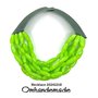 20242218 Collana verde lime collana bavaglino collana multifilo collana stratificata rilievo collana girocollo verde con colletto in pelle collana dichiarazione by OMHANDEMADE