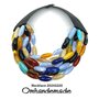 20242220 Collana colorata collana bavaglino collana girocollo multifilo a strati rilievo collana arlecchino  in resina e pelle, collana multifilo,  con colletto in pelle collana dichiarazione by OMHANDEMADE 